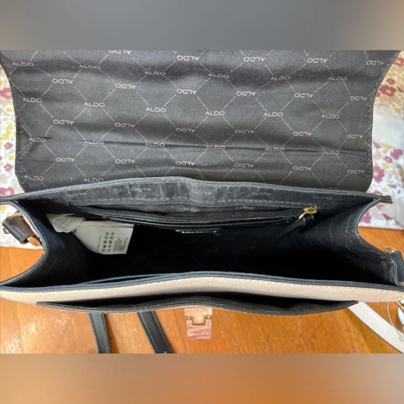 ALDO AnnieBrook Flap Satchel Cross Body Purse with Gold Chain Trim - Picture 8 of 13